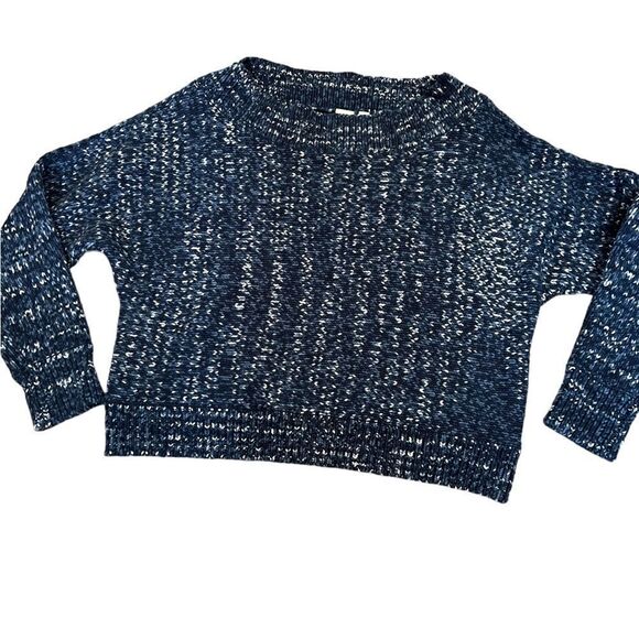 NWOT GAP Heather Blue High Neck Wide Fit Short Long Sleeve Pullover Sweater L - Picture 2 of 9